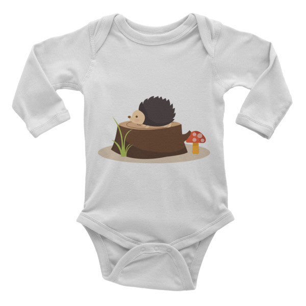 Baby onesie with hedgehog