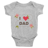 I love Dad Infant short sleeve one-piece, 100% cotton baby clothing