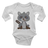 Long sleeve baby onesie with racoon