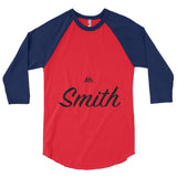 Custom lastname text Mr. Smith 3/4 sleeve raglan shirt, personalized shirt, gift for husband