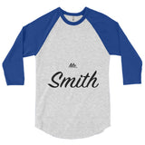 Custom lastname text Mr. Smith 3/4 sleeve raglan shirt, personalized shirt, gift for husband