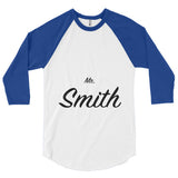 Custom lastname text Mr. Smith 3/4 sleeve raglan shirt, personalized shirt, gift for husband