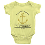 Welcome on Board Infant short sleeve one-piece, personalized baby clothing