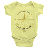 Welcome on Board Infant short sleeve one-piece, personalized baby clothing