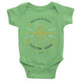 Welcome on Board Infant short sleeve one-piece, personalized baby clothing