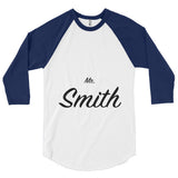 Custom lastname text Mr. Smith 3/4 sleeve raglan shirt, personalized shirt, gift for husband