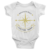 Welcome on Board Infant short sleeve one-piece, personalized baby clothing