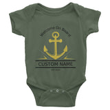 Welcome on Board Infant short sleeve one-piece, personalized baby clothing