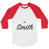 Custom lastname text Mr. Smith 3/4 sleeve raglan shirt, personalized shirt, gift for husband