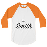 Custom lastname text Mr. Smith 3/4 sleeve raglan shirt, personalized shirt, gift for husband