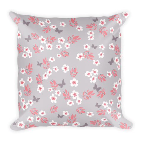 Pillow with butterflies and flowers print