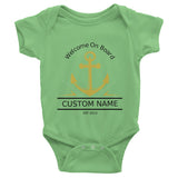 Welcome on Board Infant short sleeve one-piece, personalized baby clothing